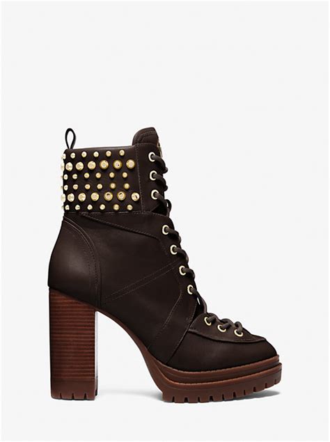 michael michael kors yvonne studded leather boot|Michael Kors Yvonne 100mm Studded Leather Boots.